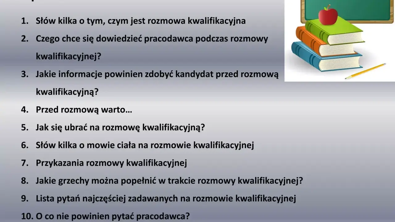 Spis treści do rozmowy kwalifikacyjnej: jak się przygotować, czego się dowiedzieć i jakie pytania zadawać.