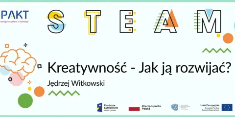 Kreatywność co to? Grafika z mózgiem i literami STEAM. Jędrzej Witkowski.