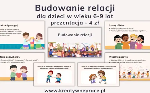 Dzieci budują relacje, dzieląc się i pomagając. Wzmacnia to przyjaźń, szanując różnice i bawiąc się wspólnie.