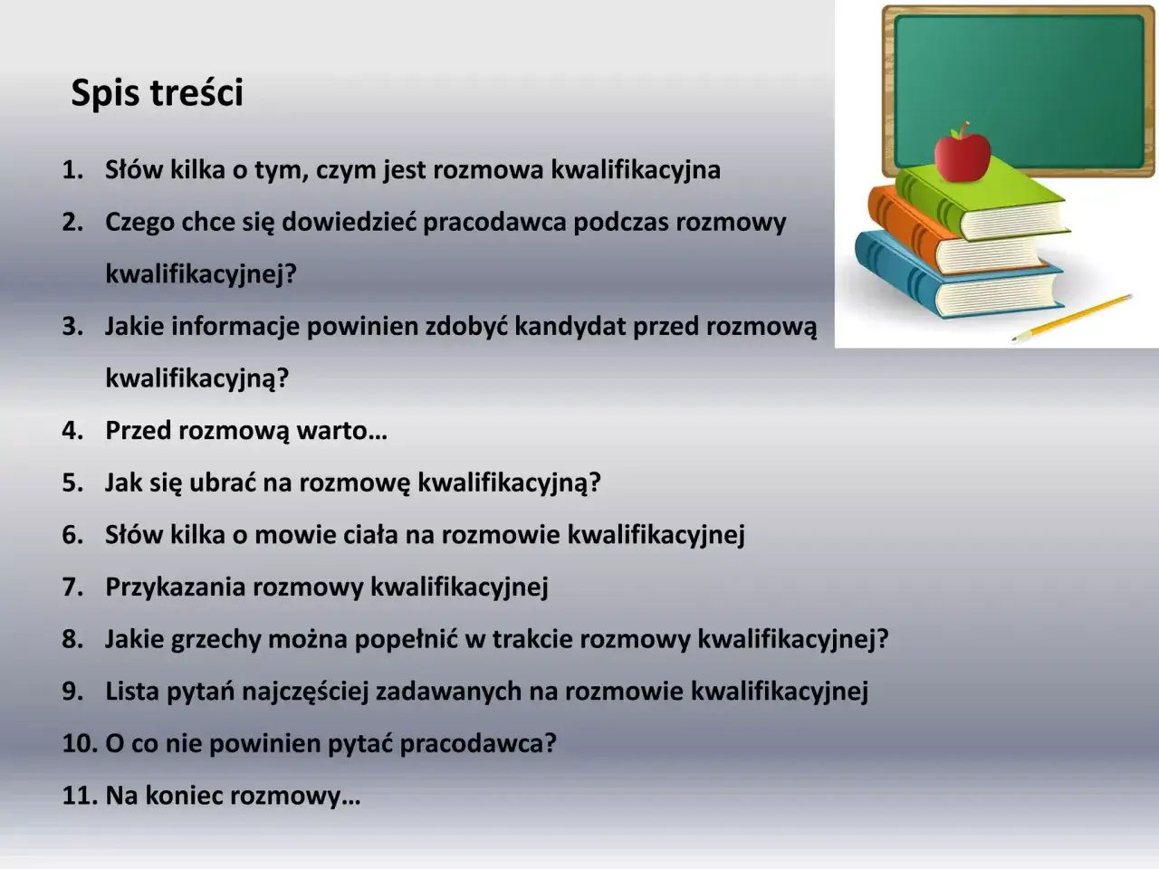 Spis treści do rozmowy kwalifikacyjnej: jak się przygotować, czego się dowiedzieć i jakie pytania zadawać.