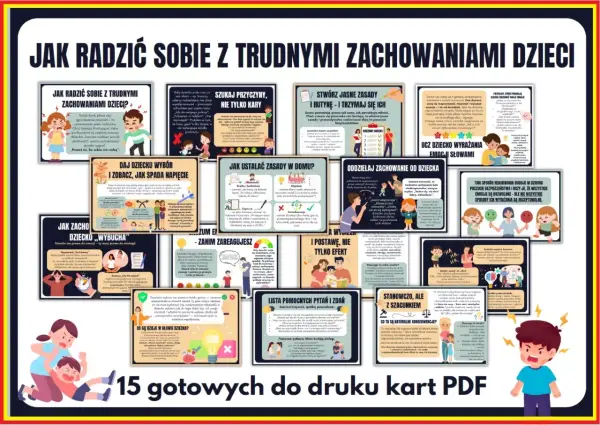Nieodpowiednie zachowanie dziecka? Zrozum je, ustal zasady i reaguj z szacunkiem. Karty PDF pomogą Ci w trudnych chwilach.
